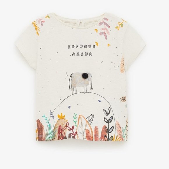 ZARA Baby Girl Elephant Printed T-Shirt 4-5YRS NWT - Picture 1 of 3